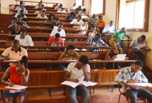 Students sit for an exam in the pre-COVID era, Makerere University, Kampala Uganda.